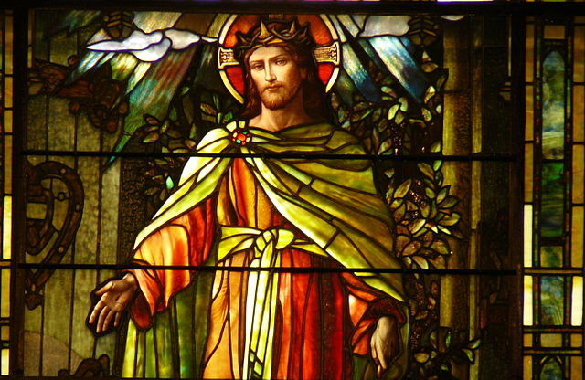 Detail from "Christ the Light of the World," a turn-of-the-century Tiffany window at Grace St. Luke's Episcopal Church in Memphis.