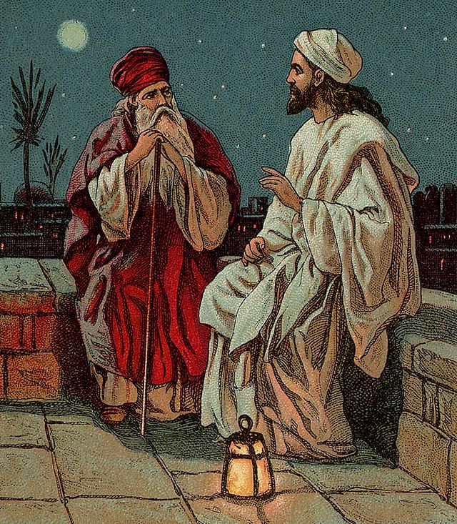 Jesus talking to Nicodemus about how to born  again.  We fix our eyes on Jesus the author and finisher of our faith.