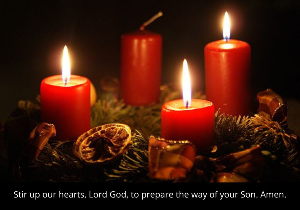 Advent candles inviting God to stir up our hearts to prepare the way for His Son.