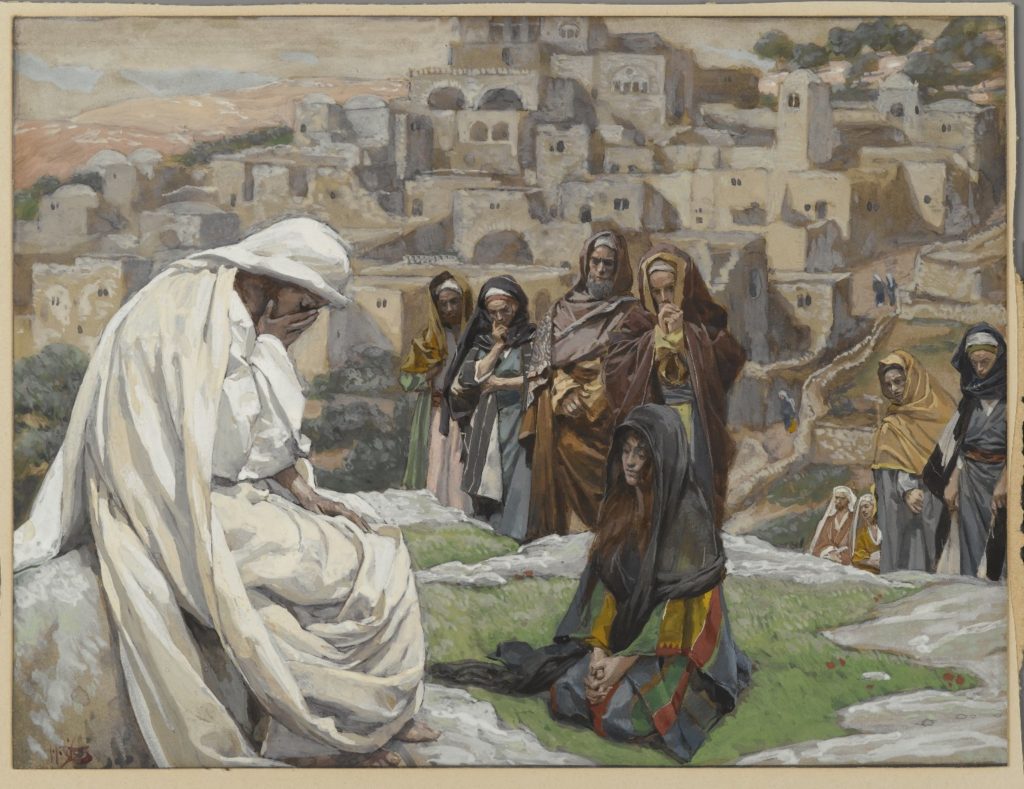 A picture of Jesus weeping over Jerusalem as he enters the city - His peace is hidden from their eyes.