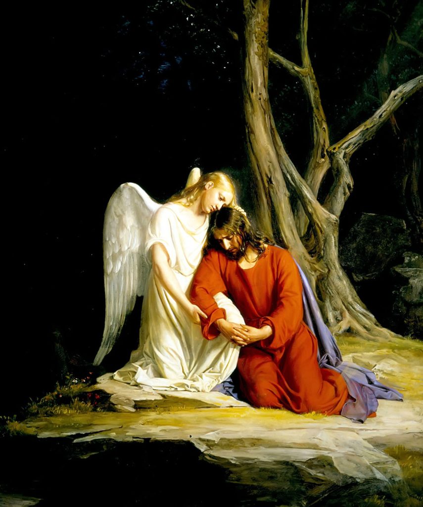Jesus praying in Gethsemane - expressing human emotion.