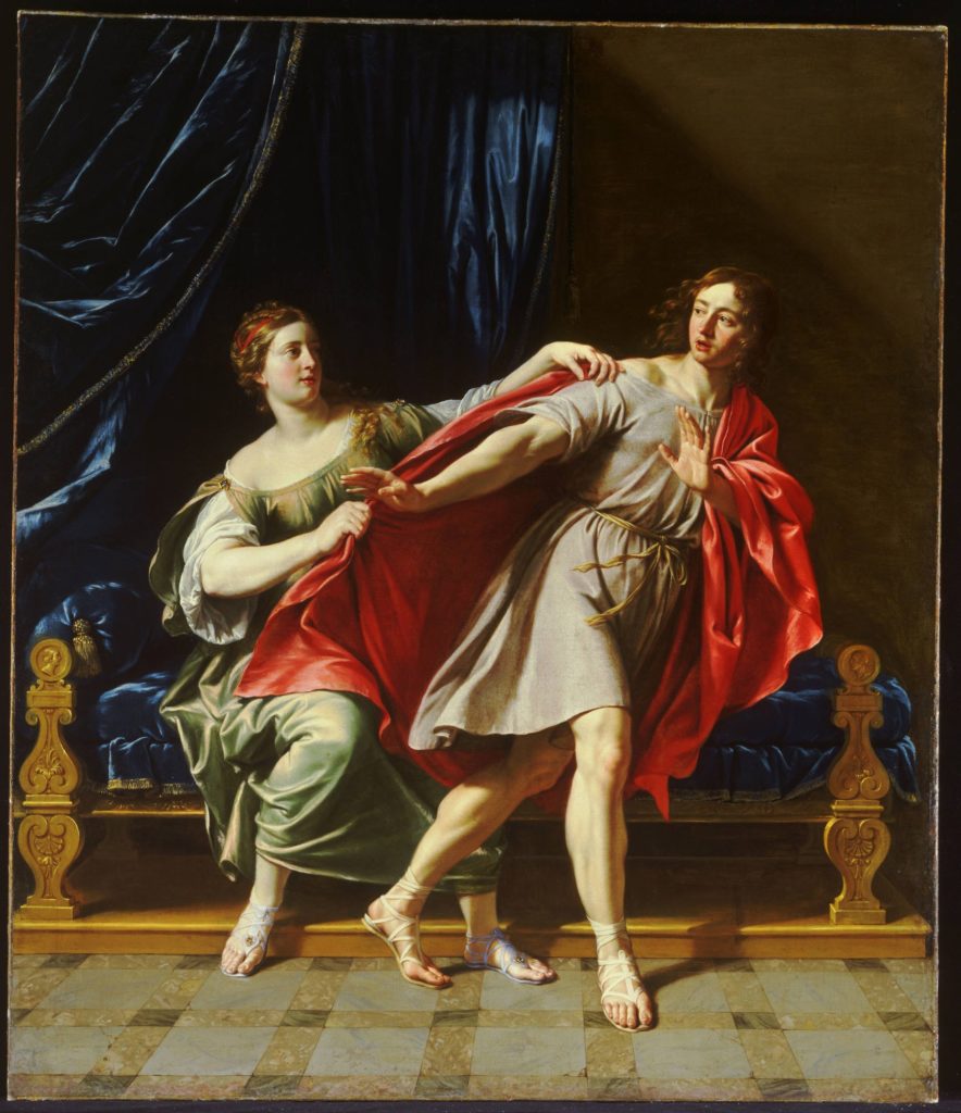 Classical painting of Joseph and Potiphar's wife.