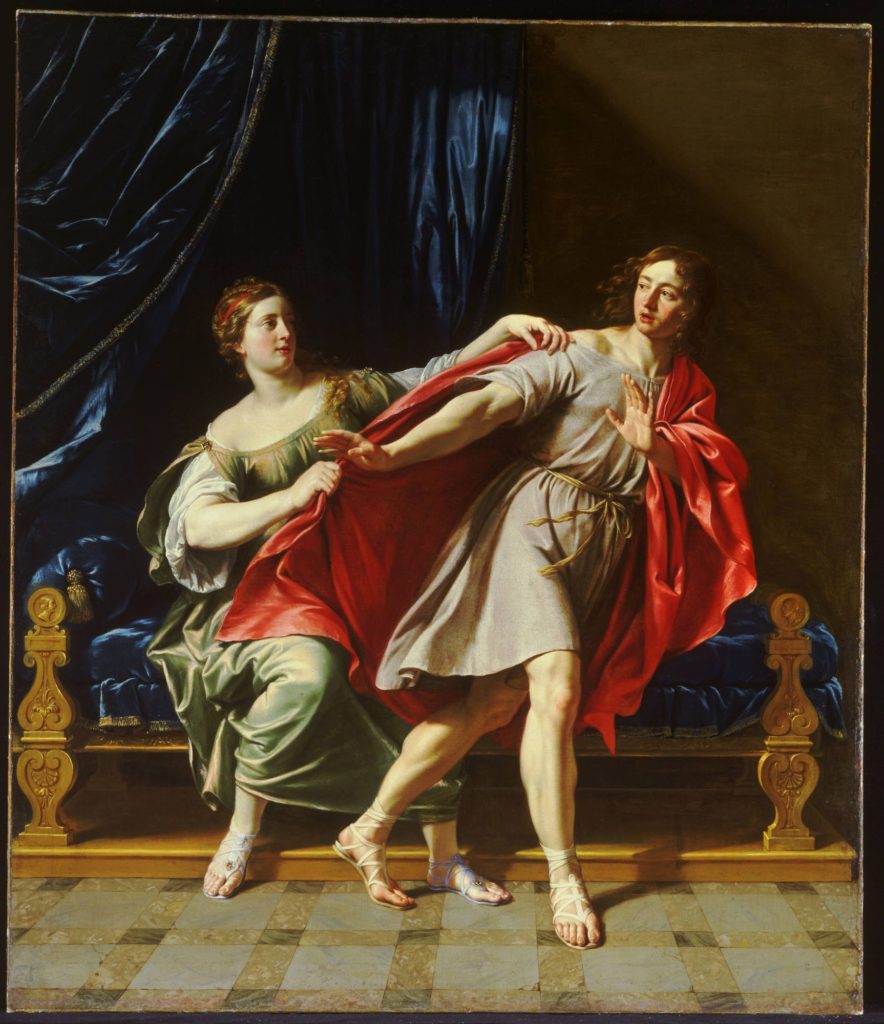 Classical painting of Joseph and Potiphar's wife.