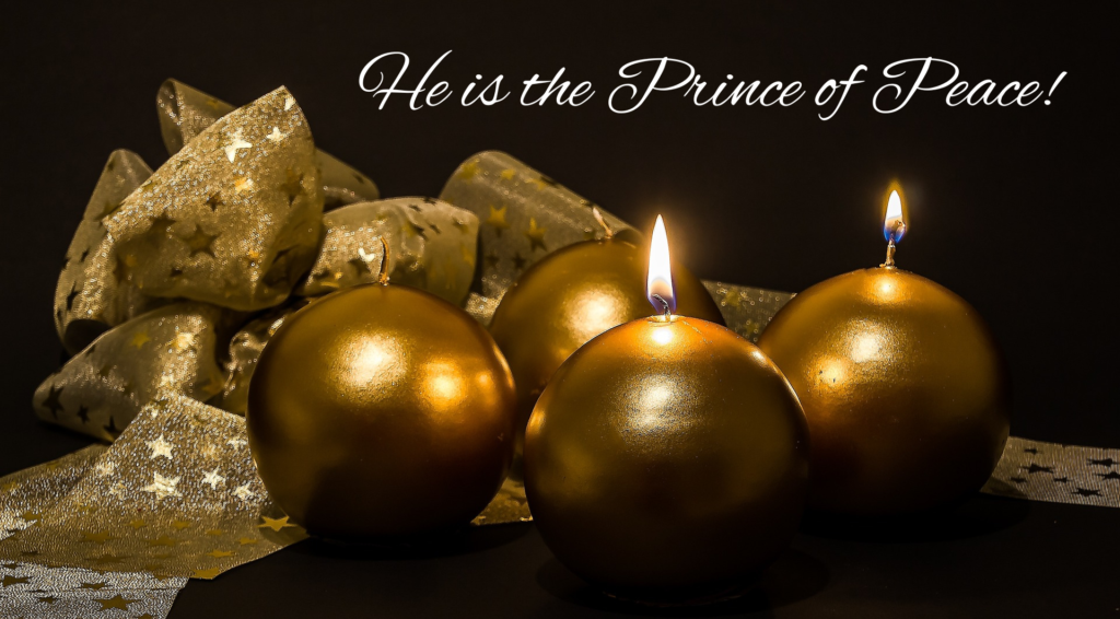 Advent week 2, 2 candles are lit. Jesus is our Prince of Peace.